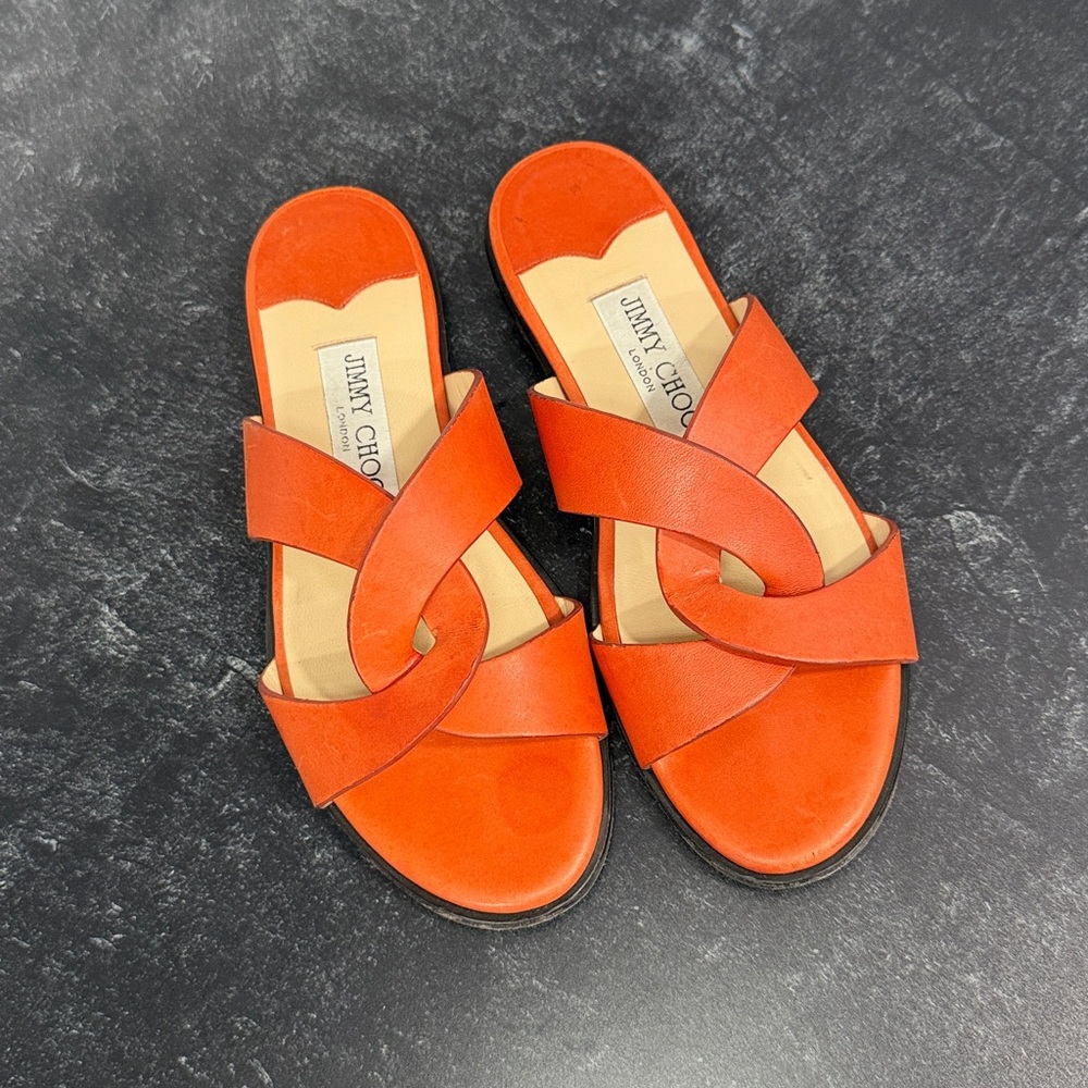 Jimmy Choo Orange Slide Sandals